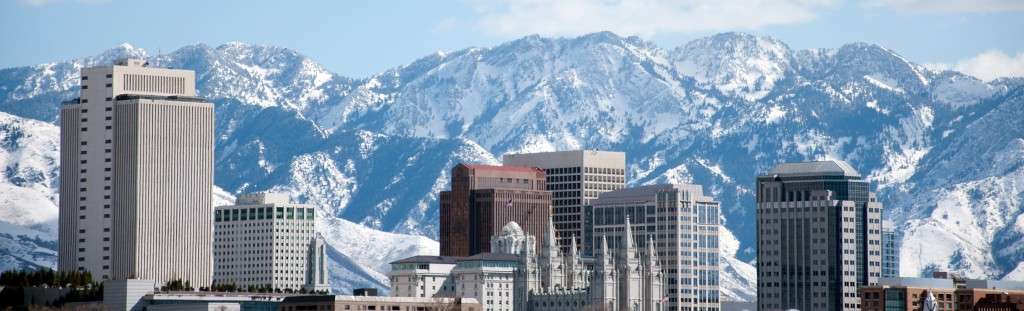 Salt Lake City skyline with mountains in background