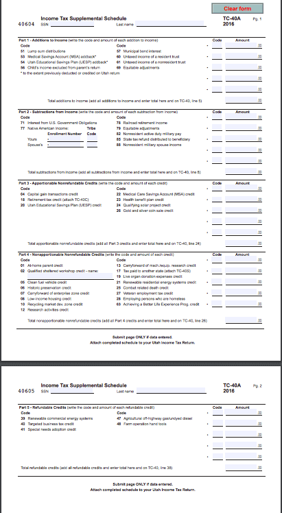 Income tax supplemental schedule tax form