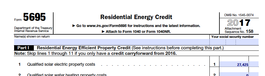 Residential energy credit tax form heading