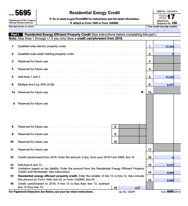 Full residential energy credit tax form