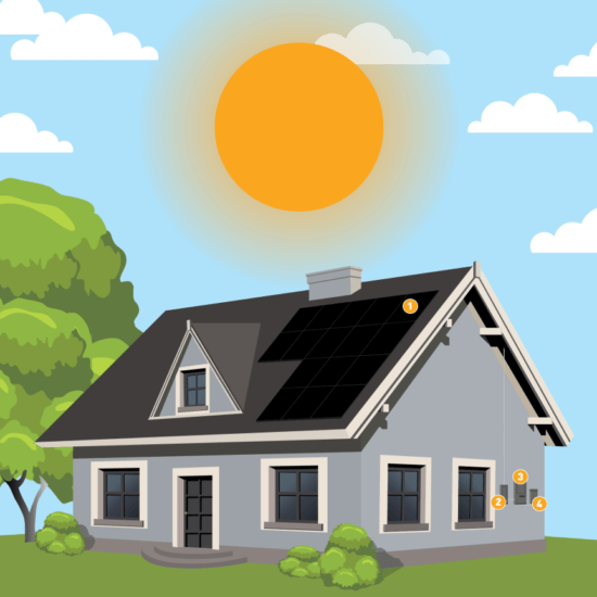 solar panels on house illustration