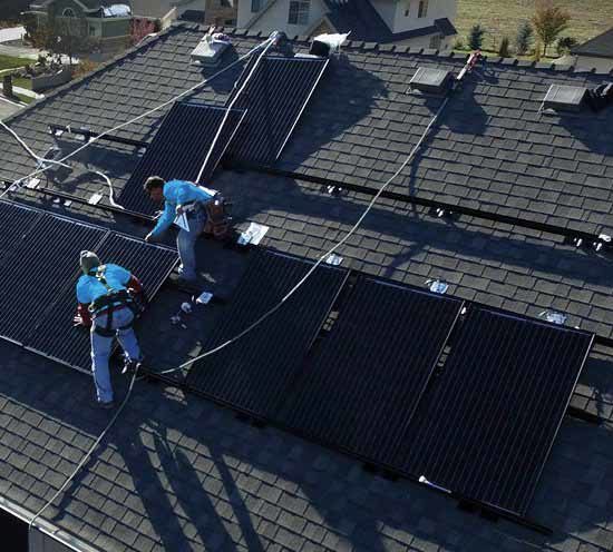 solar panel installation on roof