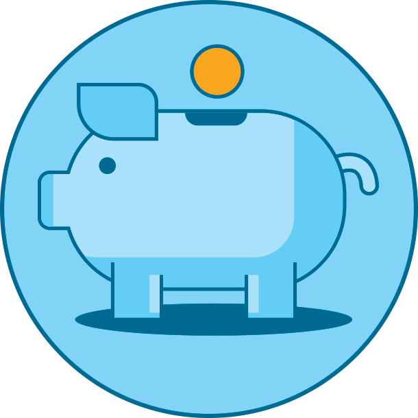Blue piggy bank icon