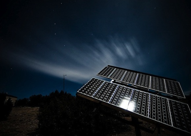 solar energy power visible at night
