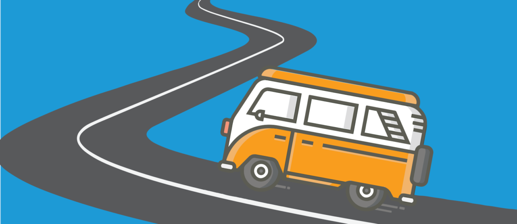 Illustration of a bus on a road