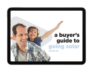 a buyers guide to going solar. Father with son on his back