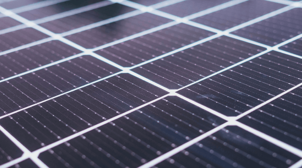 Up close view of solar cells on a solar panel