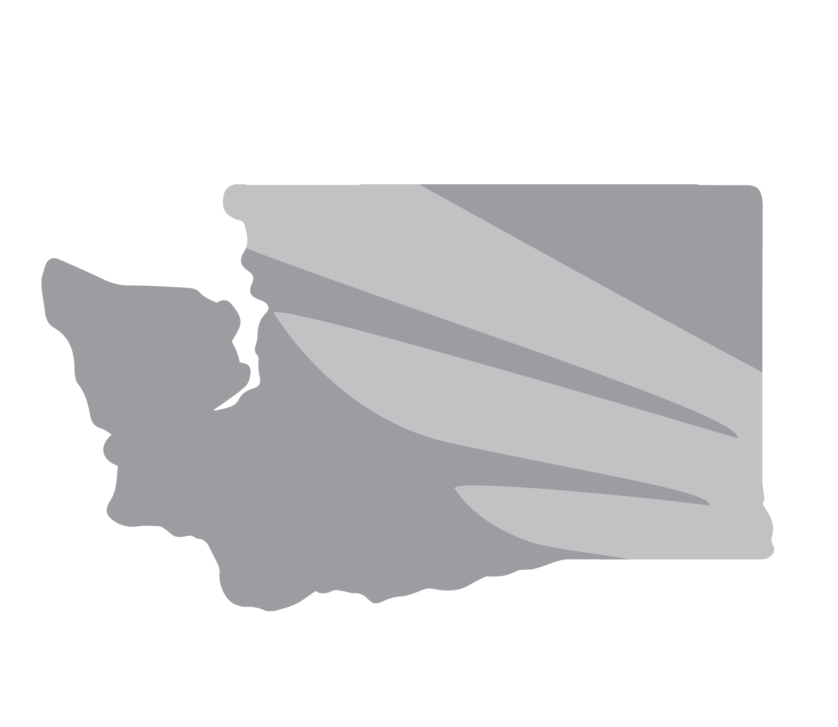 Washington state outline in grey with Blue Raven Solar logo overlaid