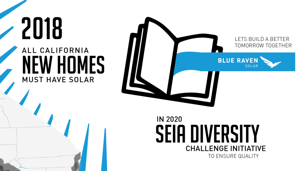 2018 All California New Homes Must Have Solar, SEIA Diversity Initiative illustrated by a book with extended bookmark