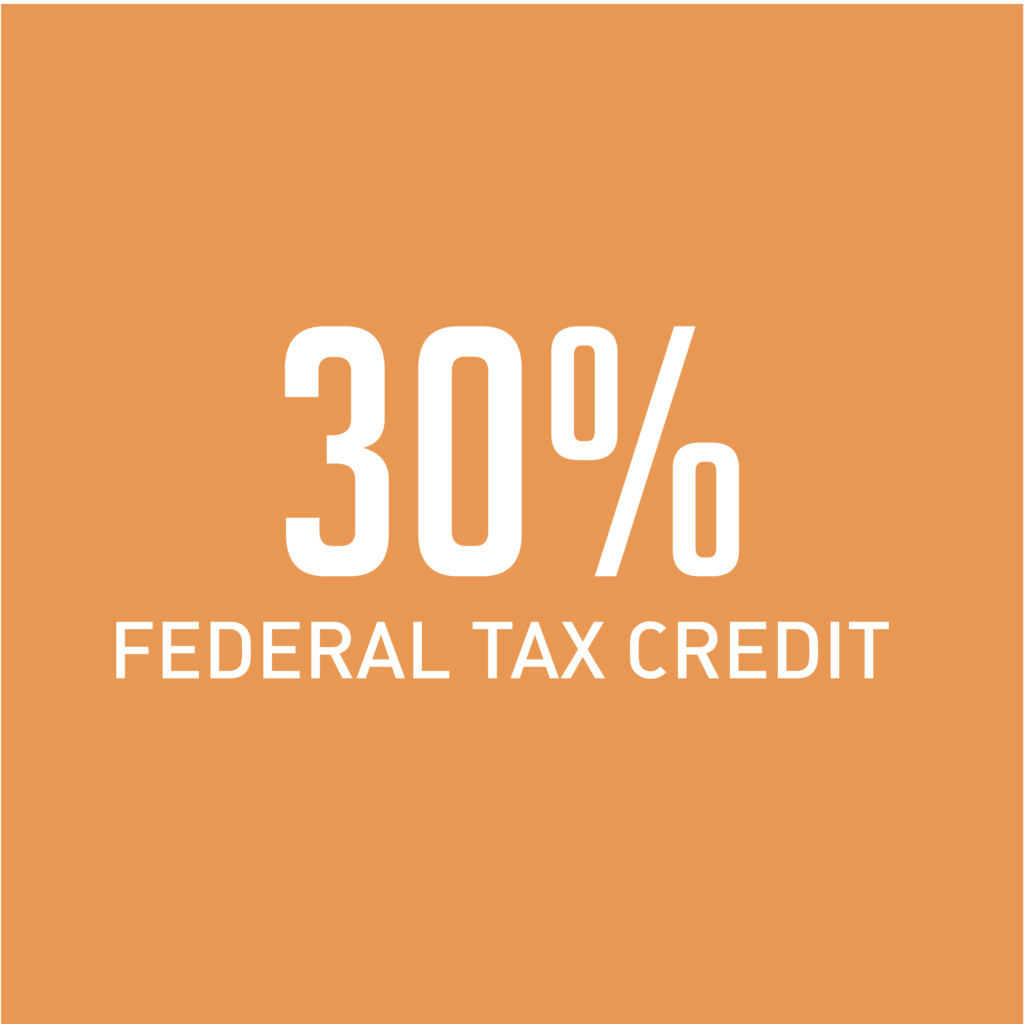 30% Federal Tax Credit with orange background