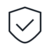 Security shield with checkmark in the middle icon in black