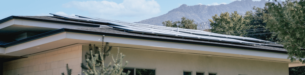 House roofline with solar panels