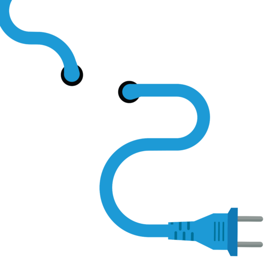 Electrical plug in blue graphic