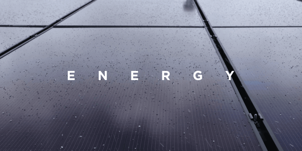 Image of solar panels with "Energy" title overlaid