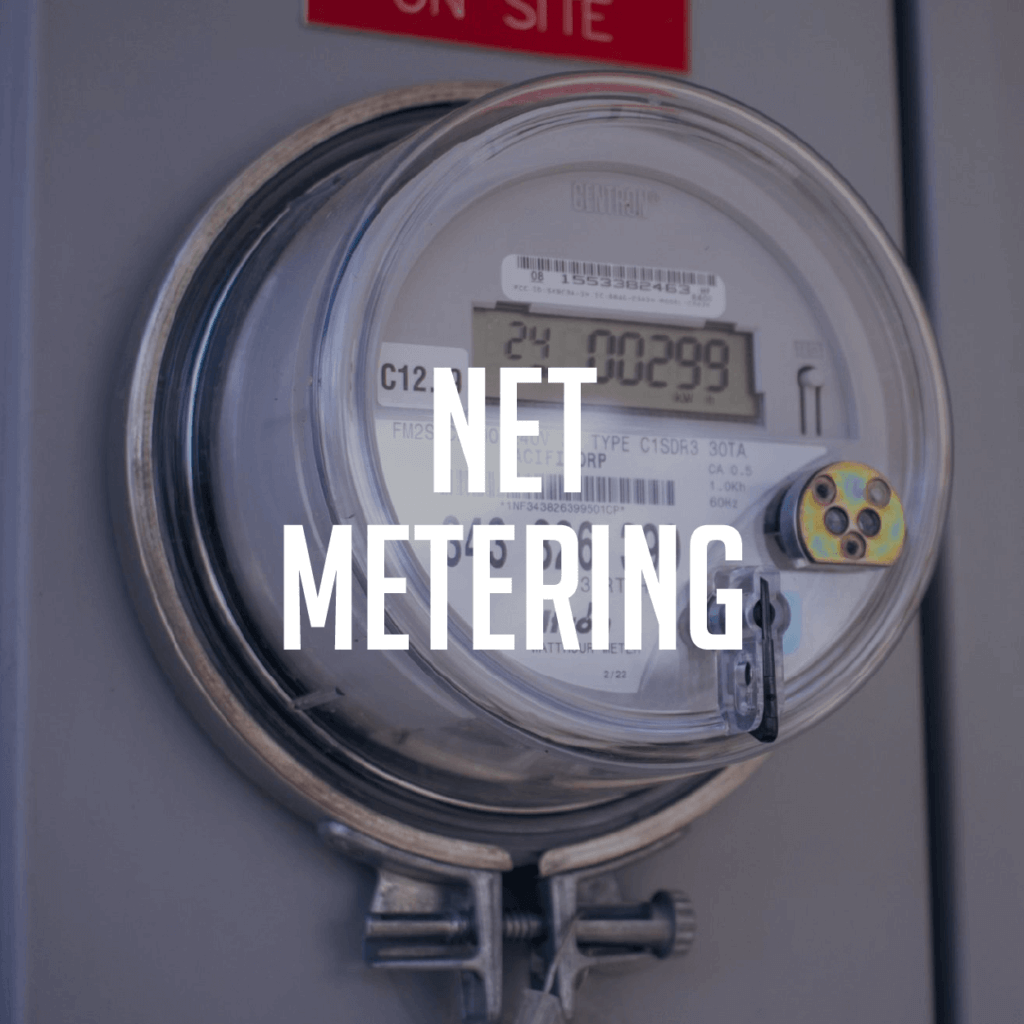 'Net Metering' text overlaid on an electrical meter