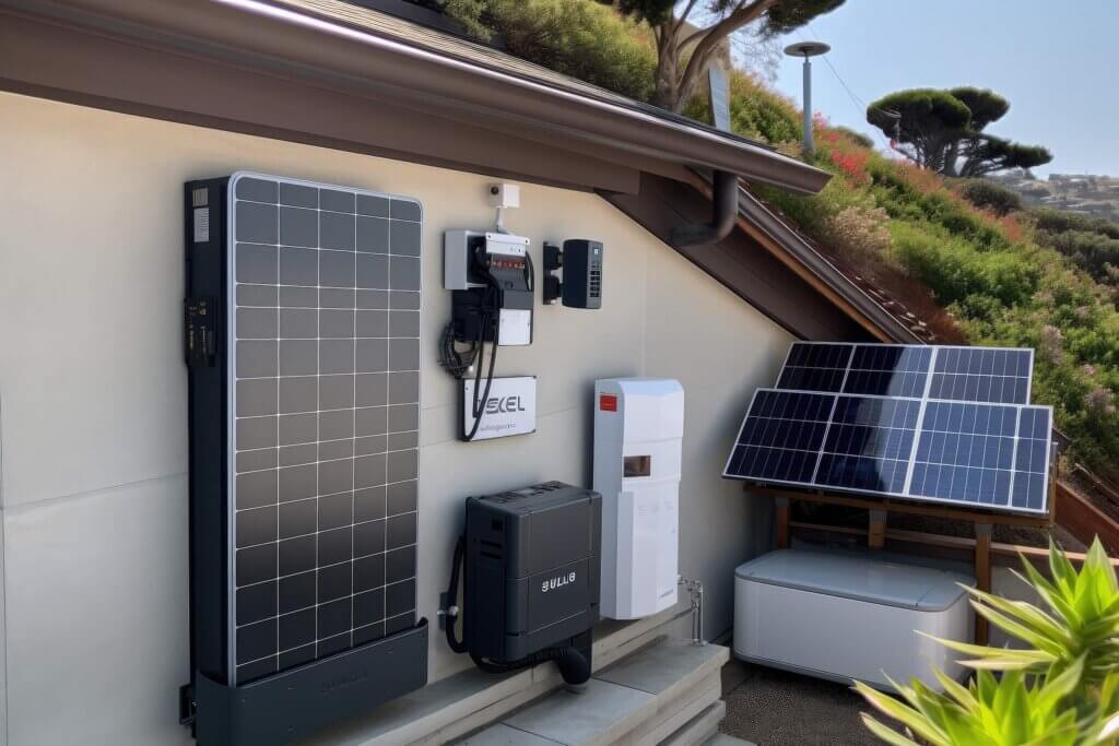 Solar technologies mounted, accompanied by other electrical components and systems